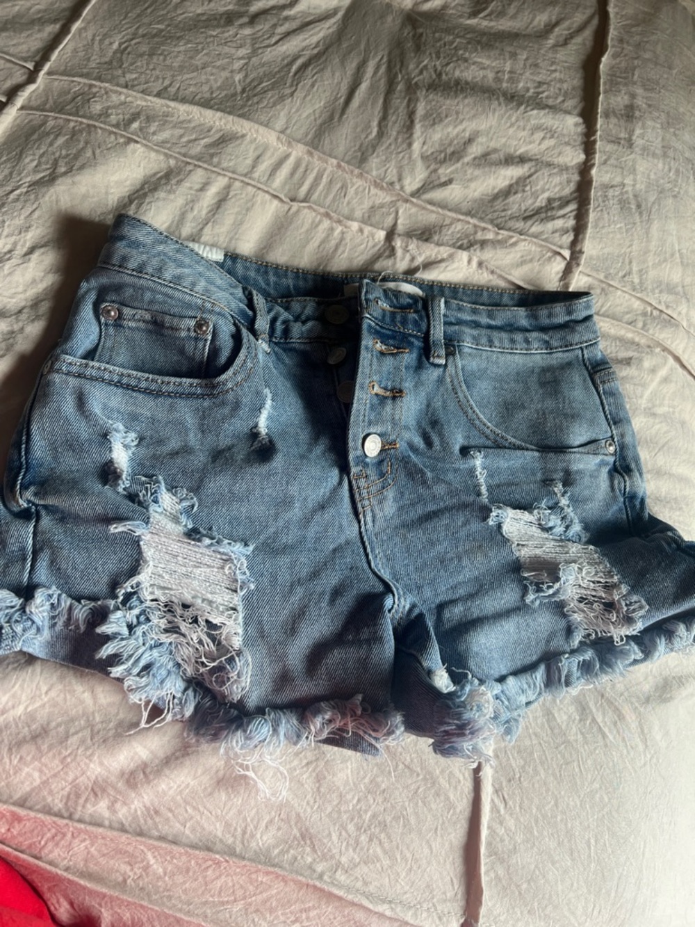 Almost Famous Light Blue Distressed Denim Cutoff Shorts